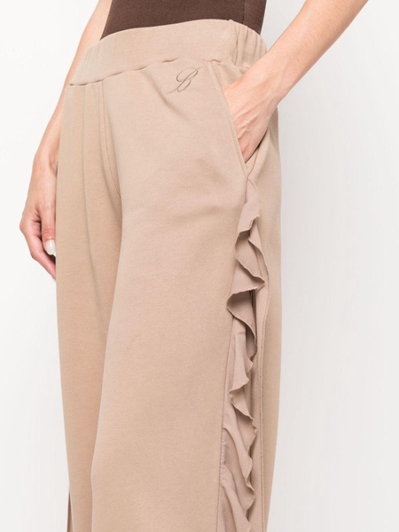 ruffled-trim wide-leg trousers