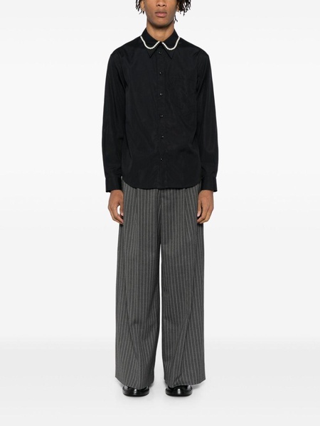 pinstripe pleated wide-leg pants