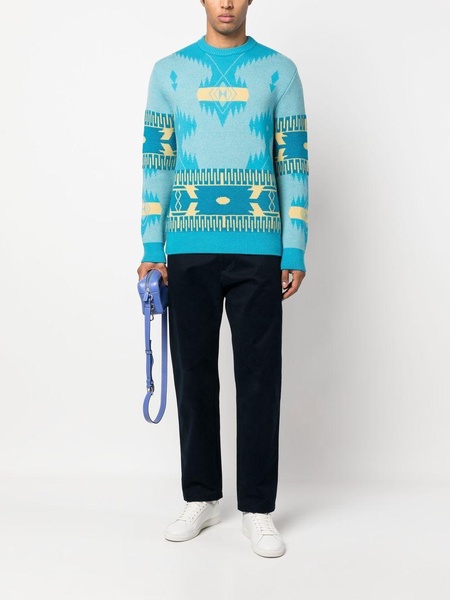 Icon jacquard-knit virgin wool jumper