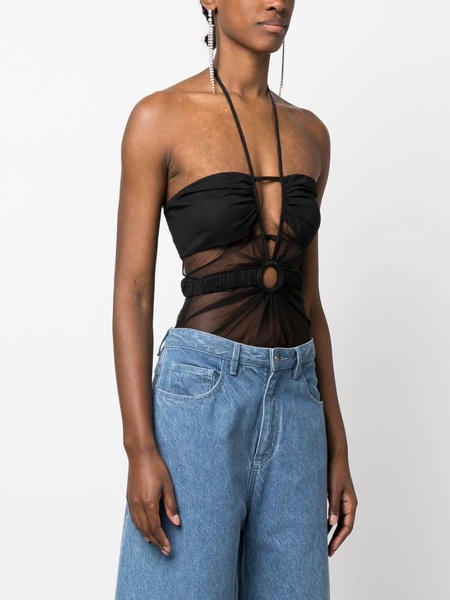 sheer-panel halterneck bodysuit