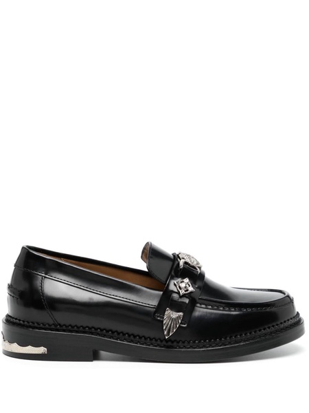 round-toe leather loafers