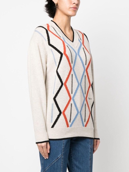 intarsia-knit long-sleeved jumper