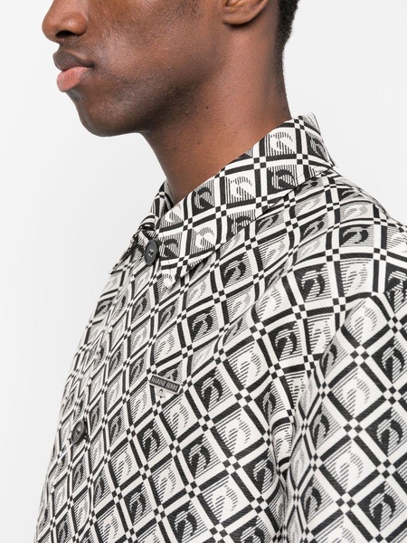 jacquard diamond-pattern long-sleeve shirt