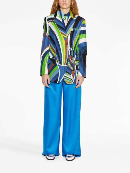 Iride-print silk wrap blazer