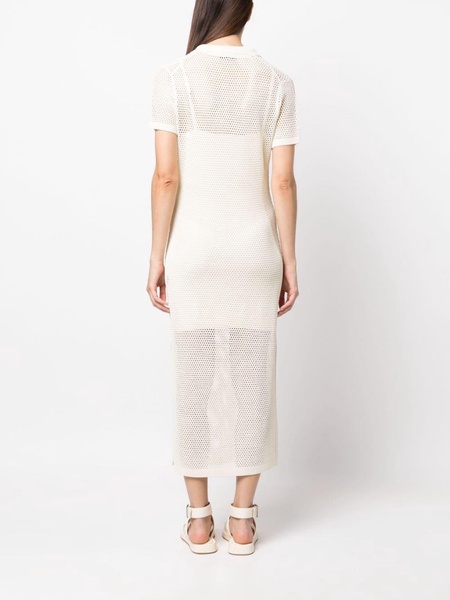 polo-collar open-knitdress