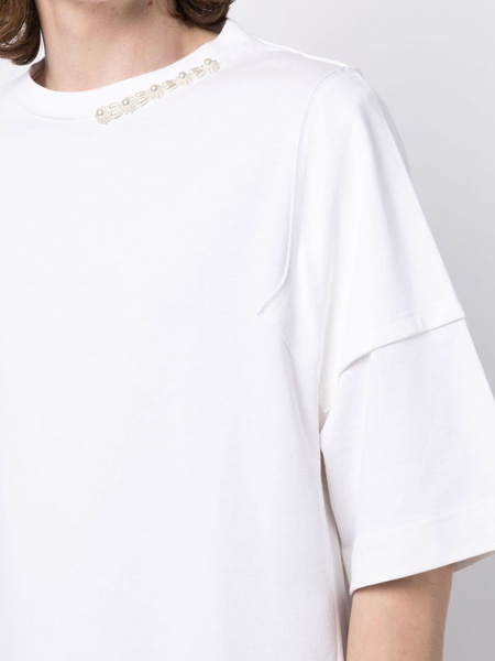 pearl-embellished layered T-shirt