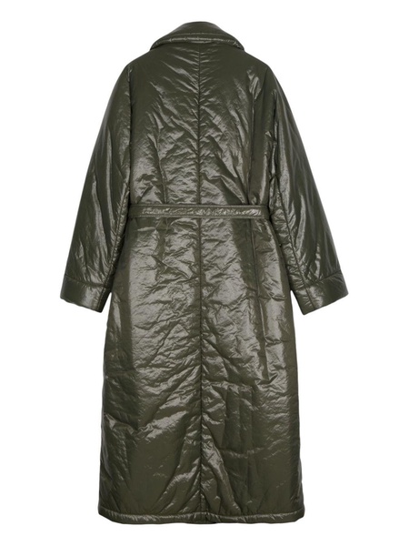 padded-design belted raincoat