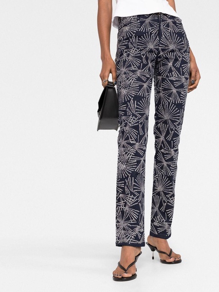 crystal-embellished straight-leg trousers