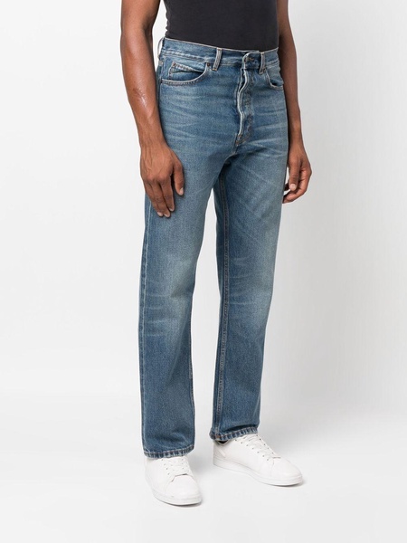 straight-leg faded jeans