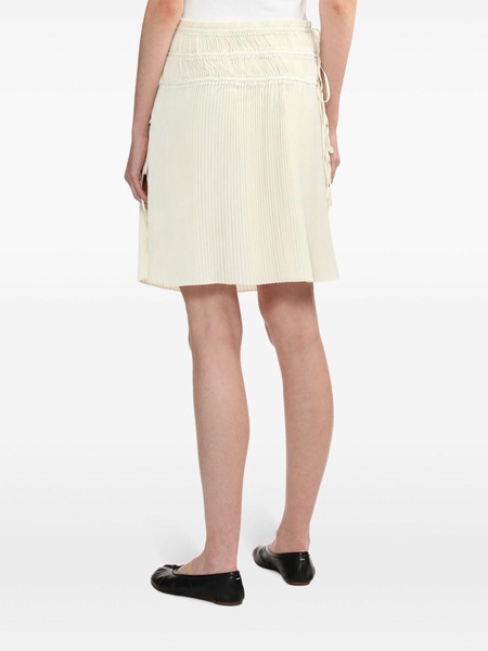 Neutral Pleated Satin Skirt