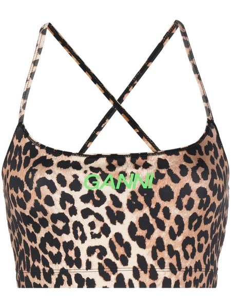 Ganni Leo Print Active Strap Top