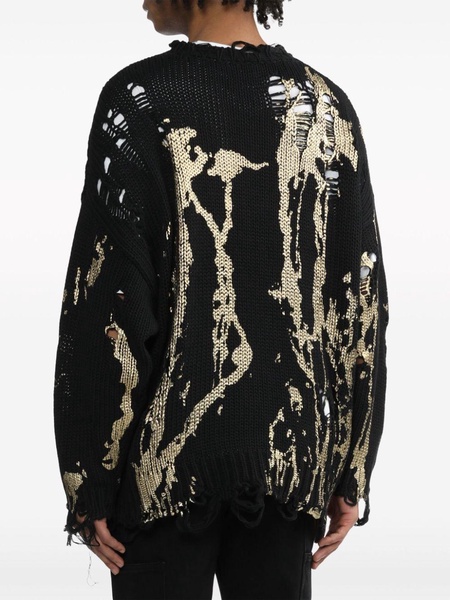 painterly-print distressed jumper