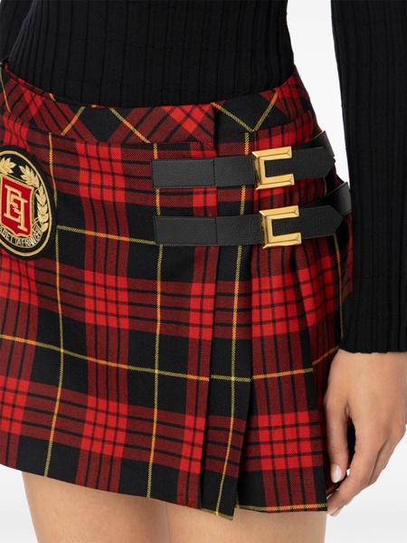 patch-detail pleated miniskirt