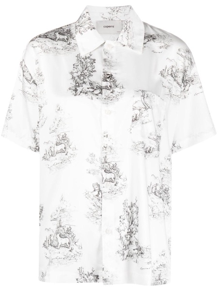 Toile de Jouy-print satin shirt