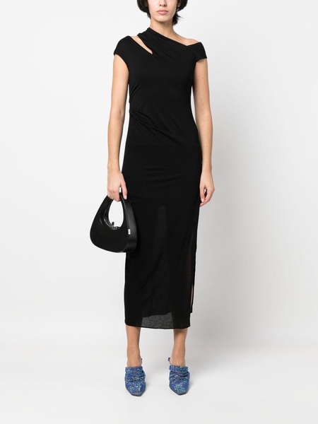 asymmetric jersey midi-dress