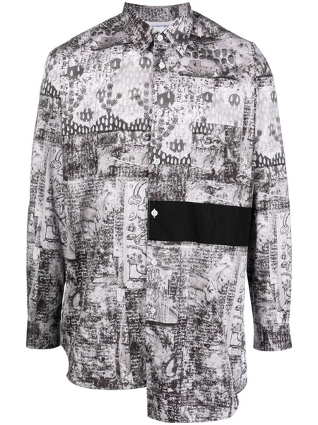 graphic-print asymmetric shirt 