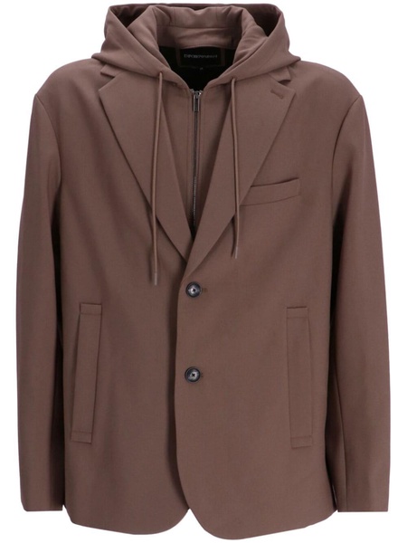 single-breasted hooded blazer