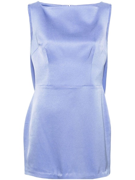 Blue Sleeveless Satin Mini Dress