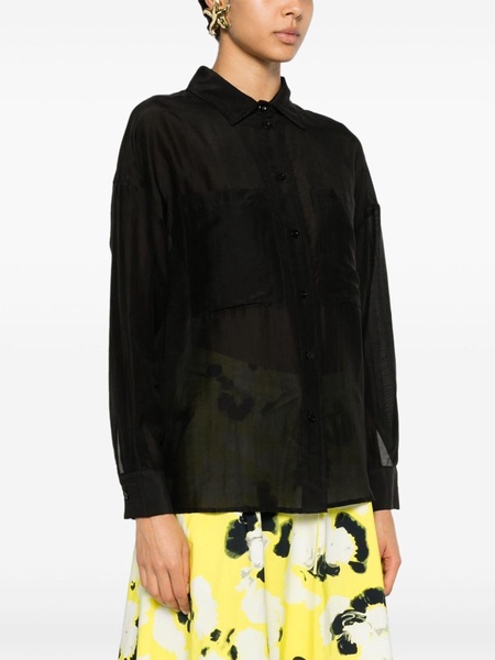 chest-pockets semi-sheer shirt