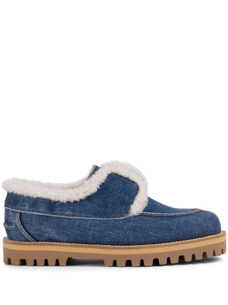 Yacht shearling-trim denim loafers 