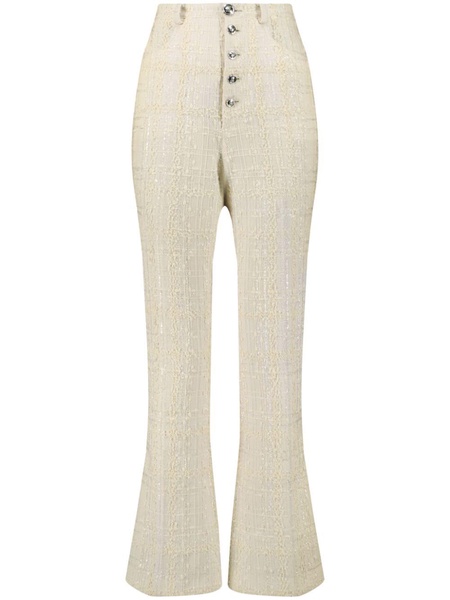 bouclé high-waisted flared trousers