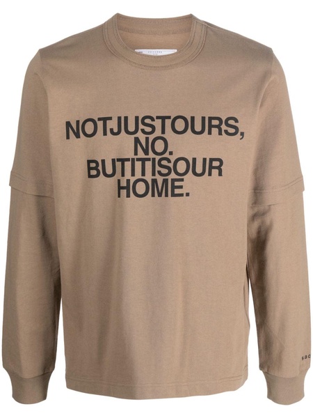 slogan-print layered cotton sweatshirt