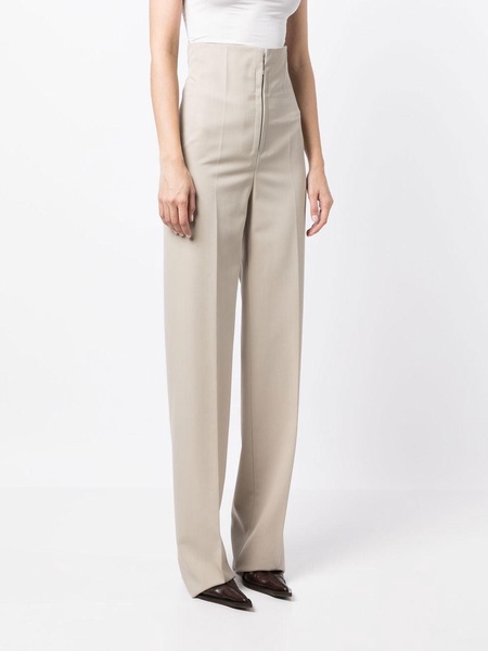 high-waisted wool trousers