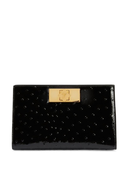 Annhita ostrich-print leather clutch bag