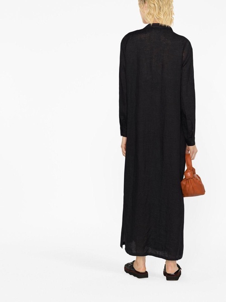 long-sleeved maxi linen shirtdress