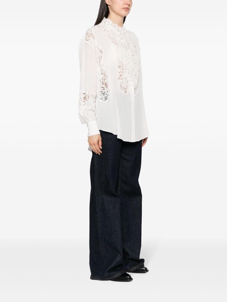 floral-lace silk shirt 