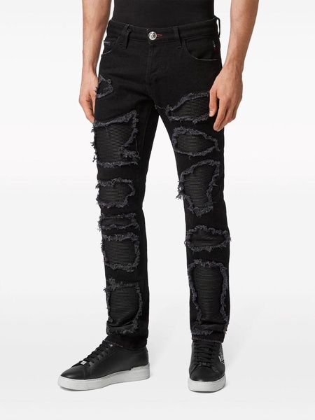 rip-detailed skinny-cut jeans