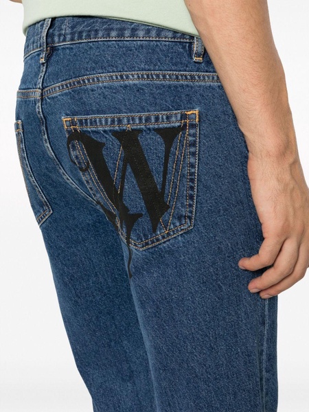 VW-print tapered-leg jeans