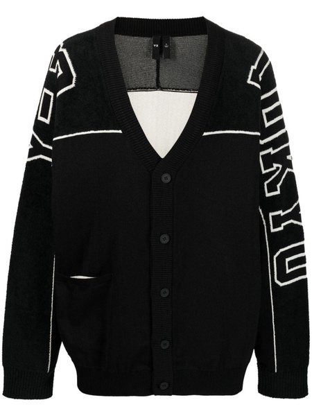 intarsia-knit logo V-neck cardigan