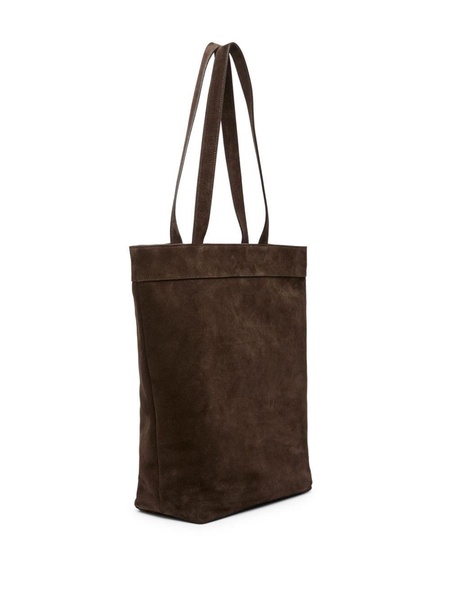 open-top suede tote bag