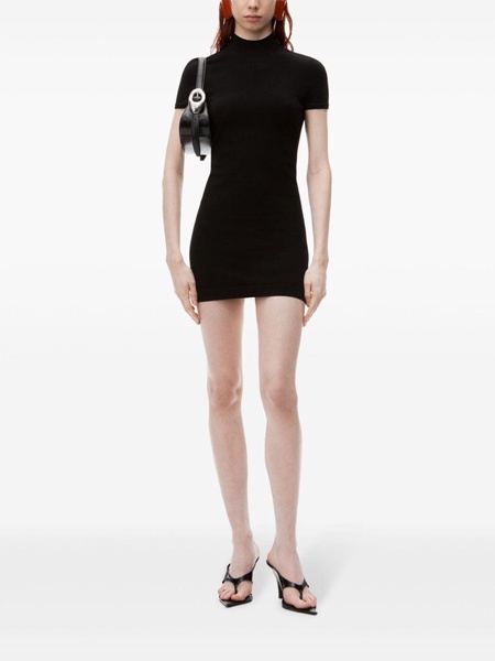 logo-embossed mock-neck dress