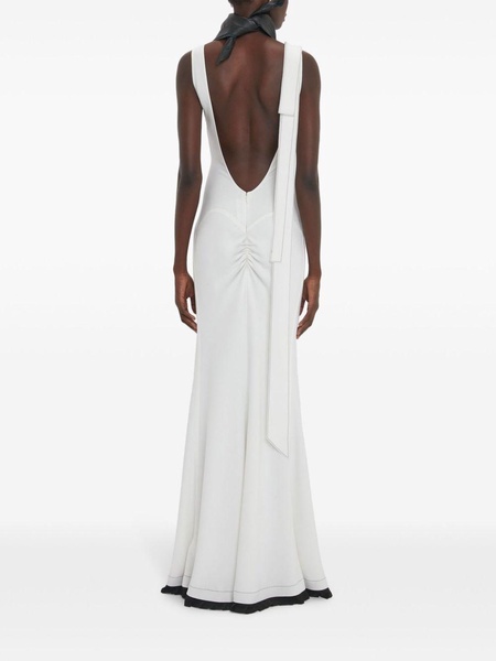 gathered-detail V-neck gown