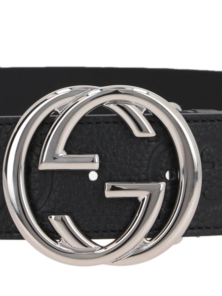 Black Interlocking G Leather Belt