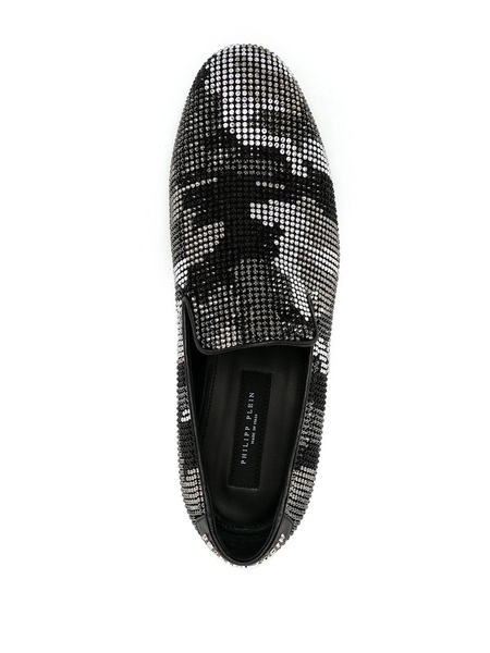 embellished camouflage moccasin loafers