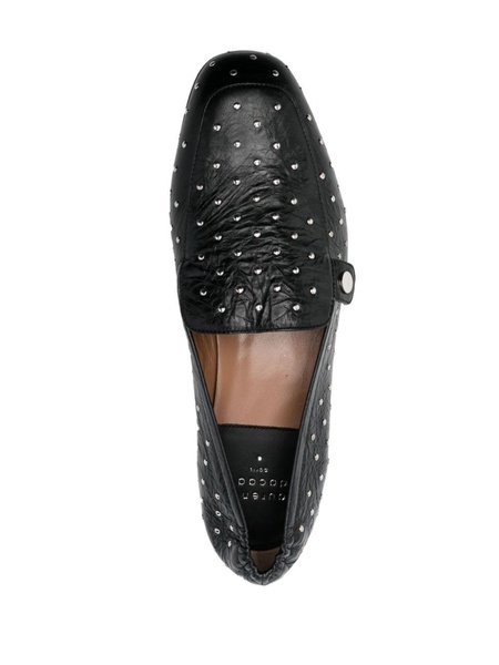 stud-embellished creased leather loafers