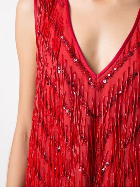 fringed shift silk dress