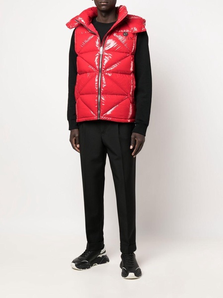 high-shine quilted gilet jacket