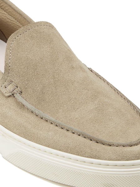 almond-toe suede loafers