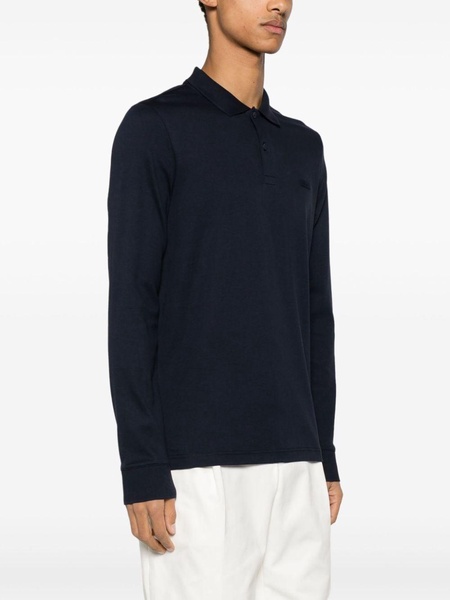 long-sleeve cotton polo shirt