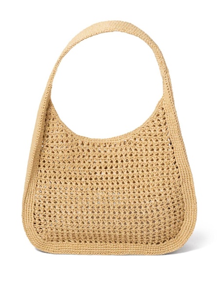 logo-appliquéd raffia tote bag