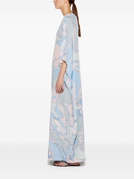 Orchidee-print silk kaftan 