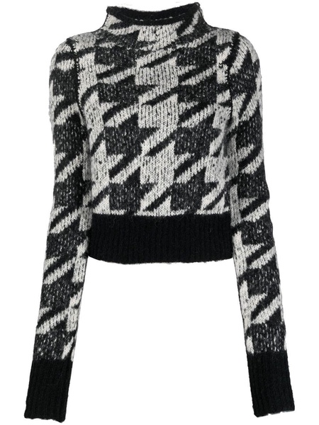 houndstooth-check high-neck jumper