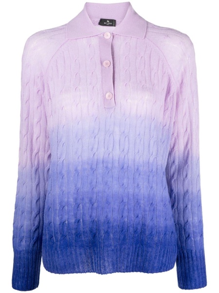 Purple Ombré-Effect Wool Sweater