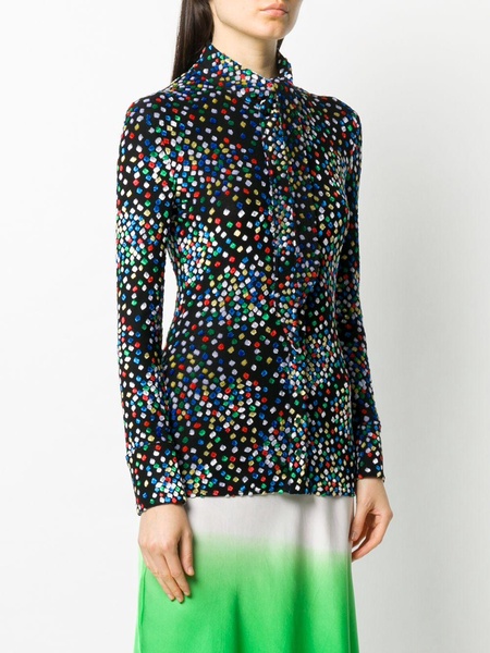 geometric print long-sleeve blouse