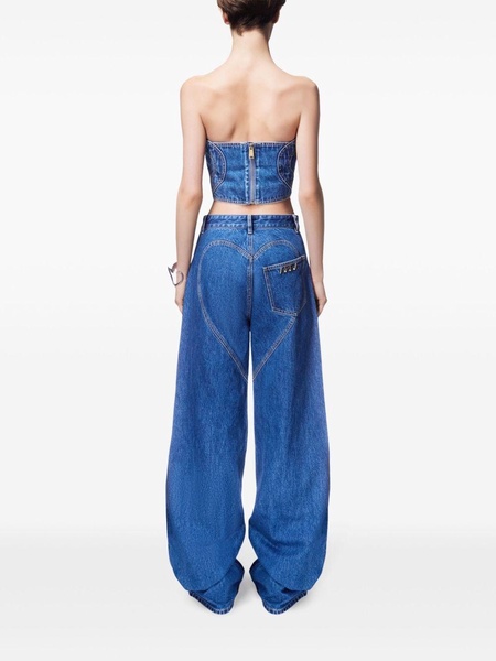 Heart cut-out wide-leg jeans