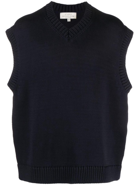 V-neck cotton-blend knitted vest